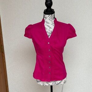 SPRING CLEANING! Express Fuchsia Button-Up Blouse
